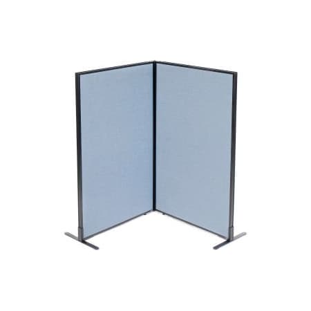 Interion    Freestanding 2-Panel Corner Room Divider, 36-1/4W X 60H Panels, Blue